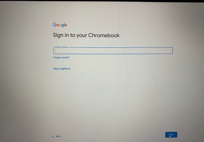 Screenshot of Chromebook setup  process