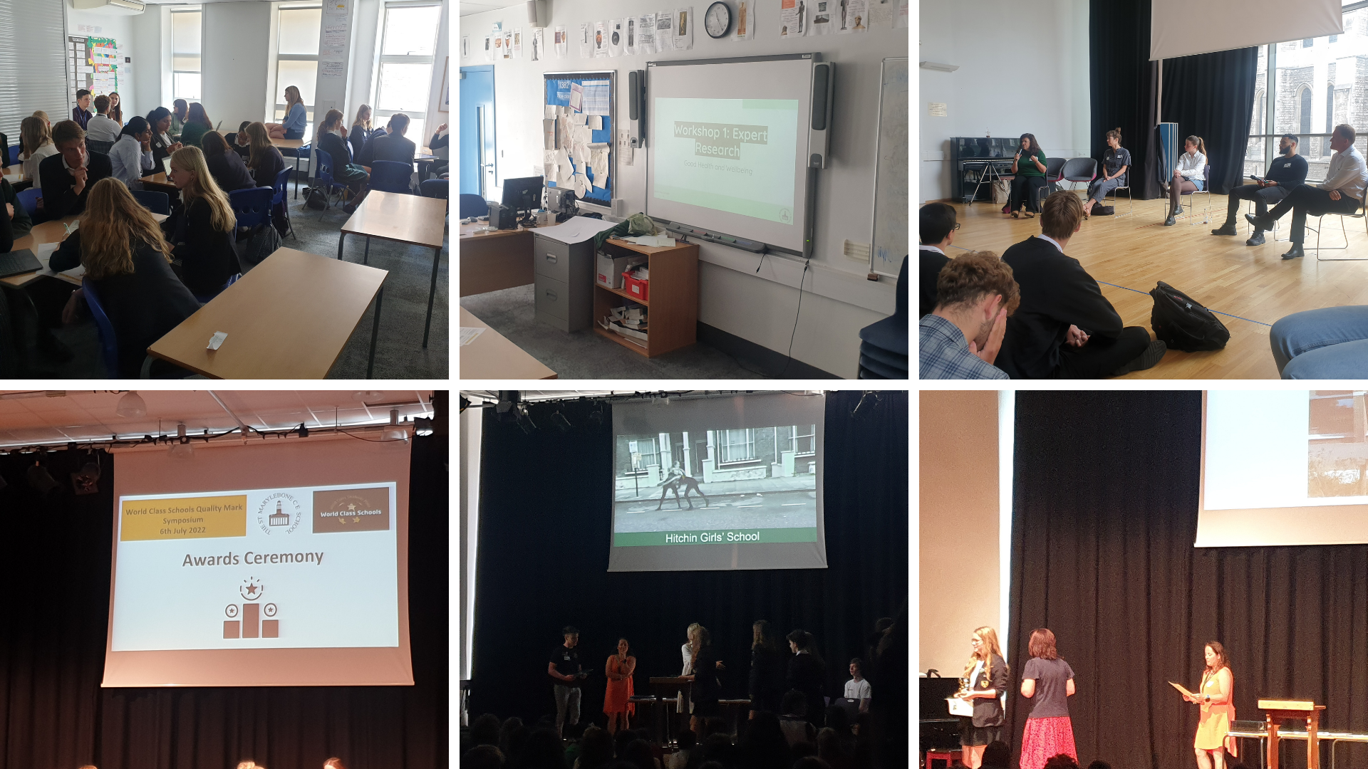 Photo collage of World Class Schools event