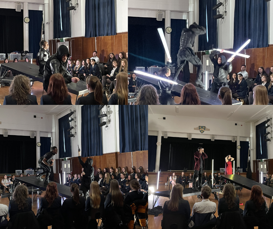 Photo collage of the production of Macbeth