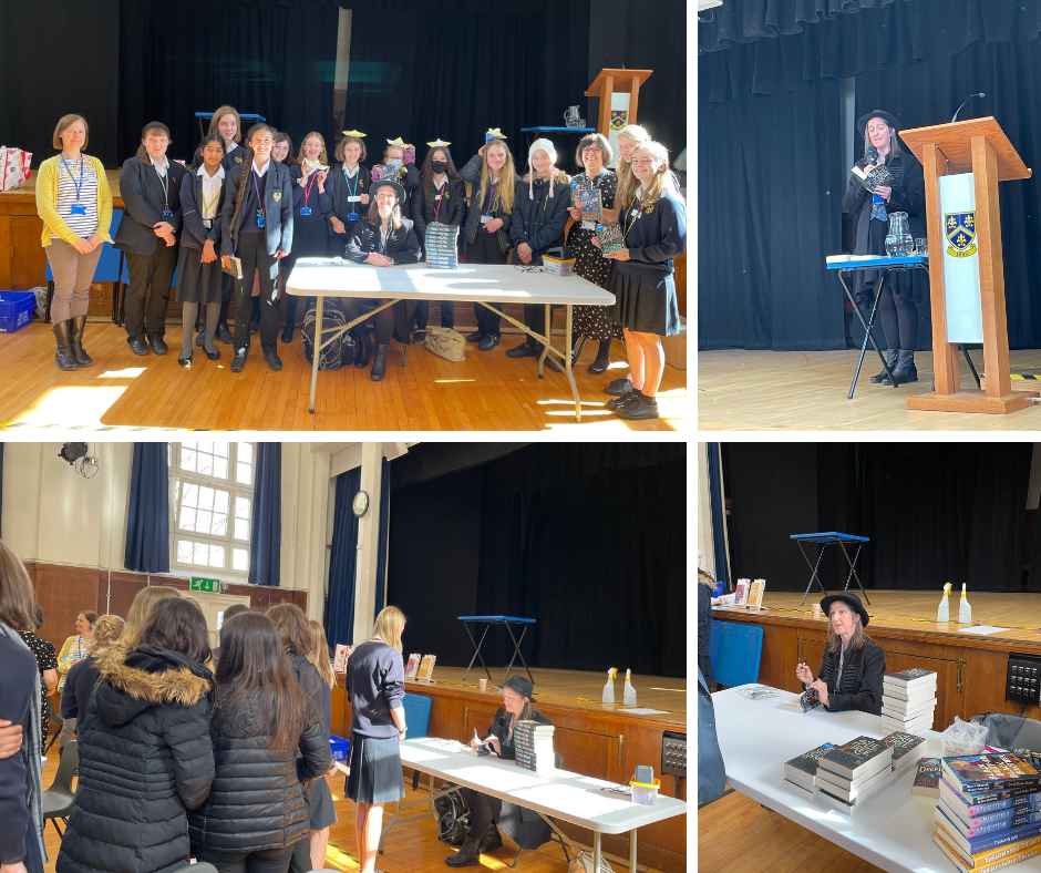 Photo collage of Frances Hardinge's author talk