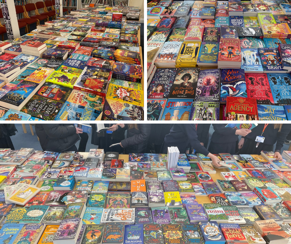 Photo collage of the Library's book fair event